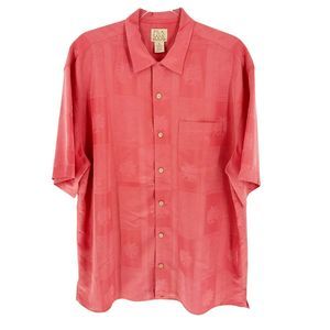 Jos. A. Bank Shirt Mens XL Pink Pineapple Short Sleeve Modal Tropical Vacation